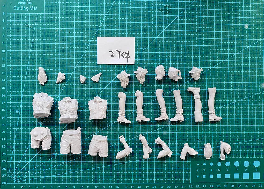 1/16 WWII German Panzer Crew, 3 Figures, Resin Model Figure Kit, Unassembled and Unpainted