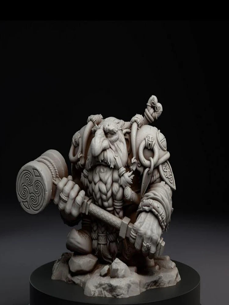 60mm Dwarf Warrior with Celtic Shield, Resin Model Figure Kit, Fantasy Theme, Unassembled and Unpainted