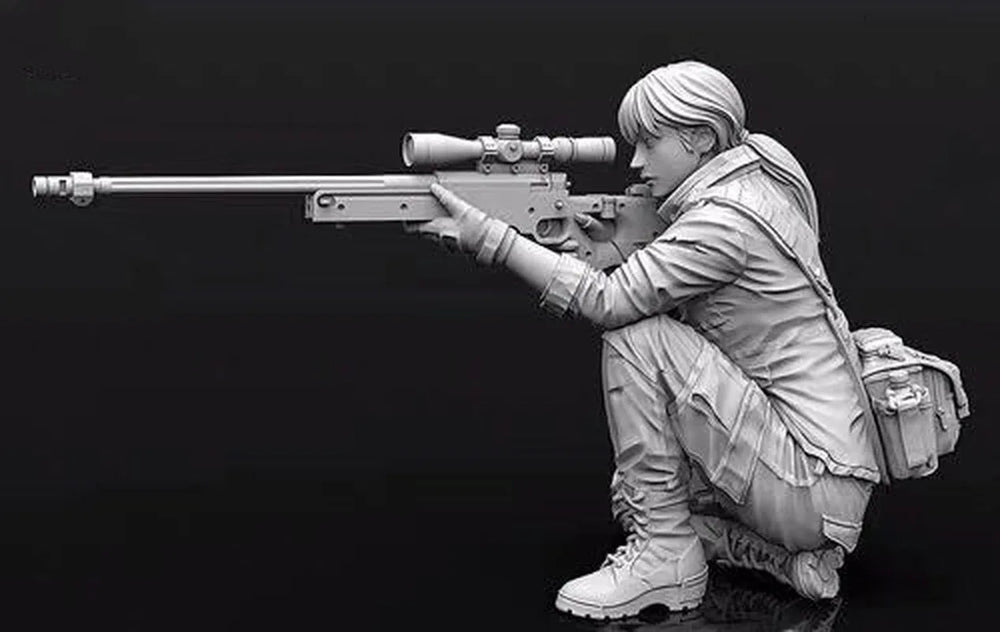 1/35 Modern Tactical Operator Aiming Scoped Rifle, Resin Model Figure Kit, Unassembled and Unpainted