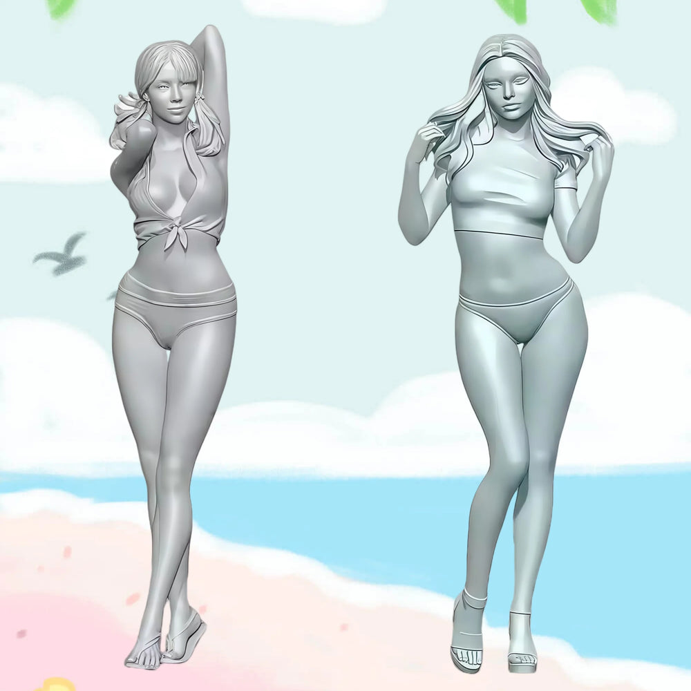1/24 Pin-up, 4 Figures, Resin Model Figure Kit, Unassembled and Unpainted