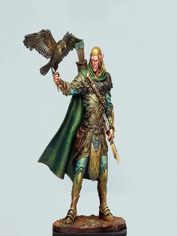 75mm Elven Falconer with Eagle Companion, Resin Model Figure Kit, Fantasy Theme, Unassembled and Unpainted
