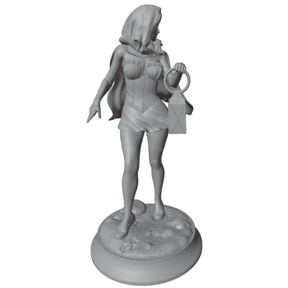 1/24 Pin-up Girl with Lantern, Resin Model Figure Kit, Unassembled and Unpainted
