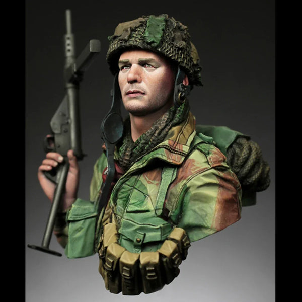 1/10 WWII British Paratrooper in Denison Smock, Resin Model Bust Kit, Unassembled and Unpainted