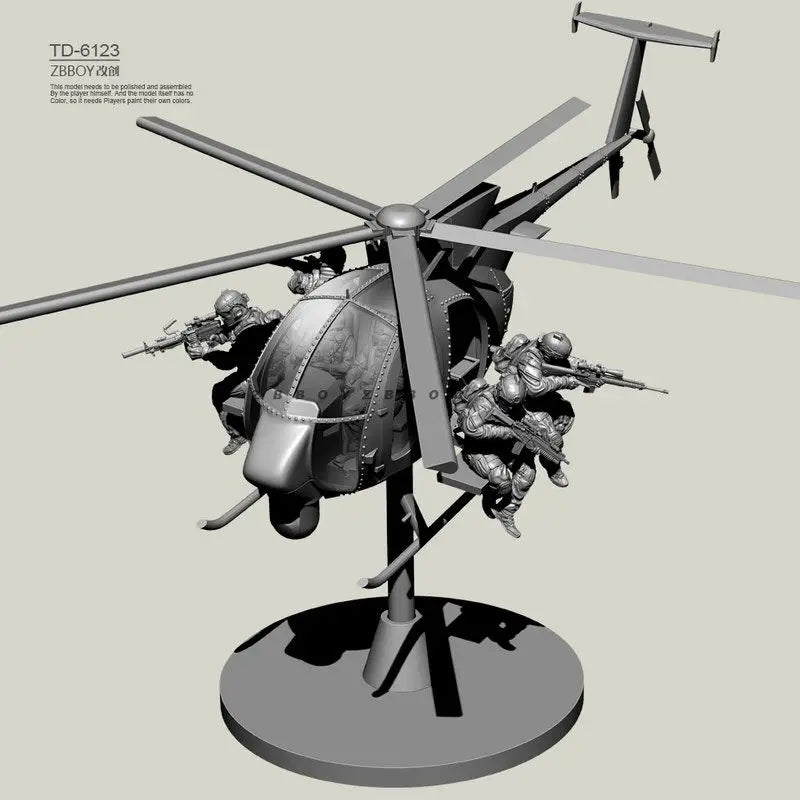 50mm Modern Special Operations Helicopter, 8 Figures, Resin Model Vehicle Kit, Unassembled and Unpainted