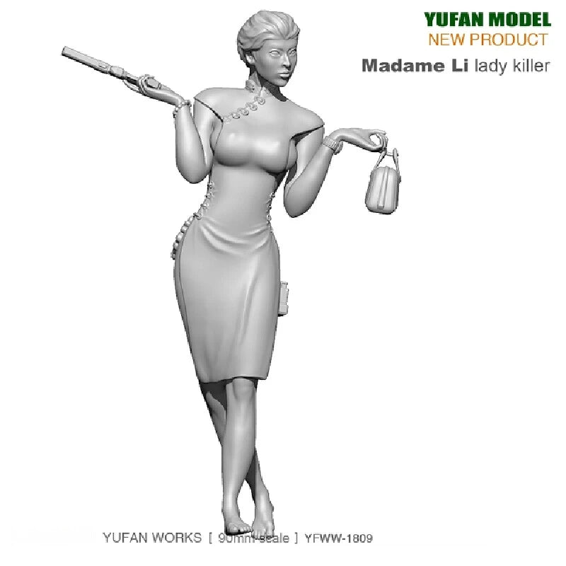 90mm Modern Madame Li, Resin Model Figure Kit, Unassembled and Unpainted