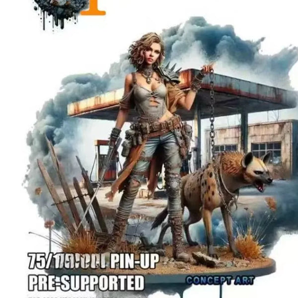 75mm Modern Steampunk Wasteland Queen, Resin Model Figure Kit, Fantasy Theme, Unassembled and Unpainted
