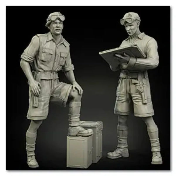 1/35 WWII British Desert Campaign Soldiers, 2 Figures, Resin Model Figure Kit, Unassembled and Unpainted