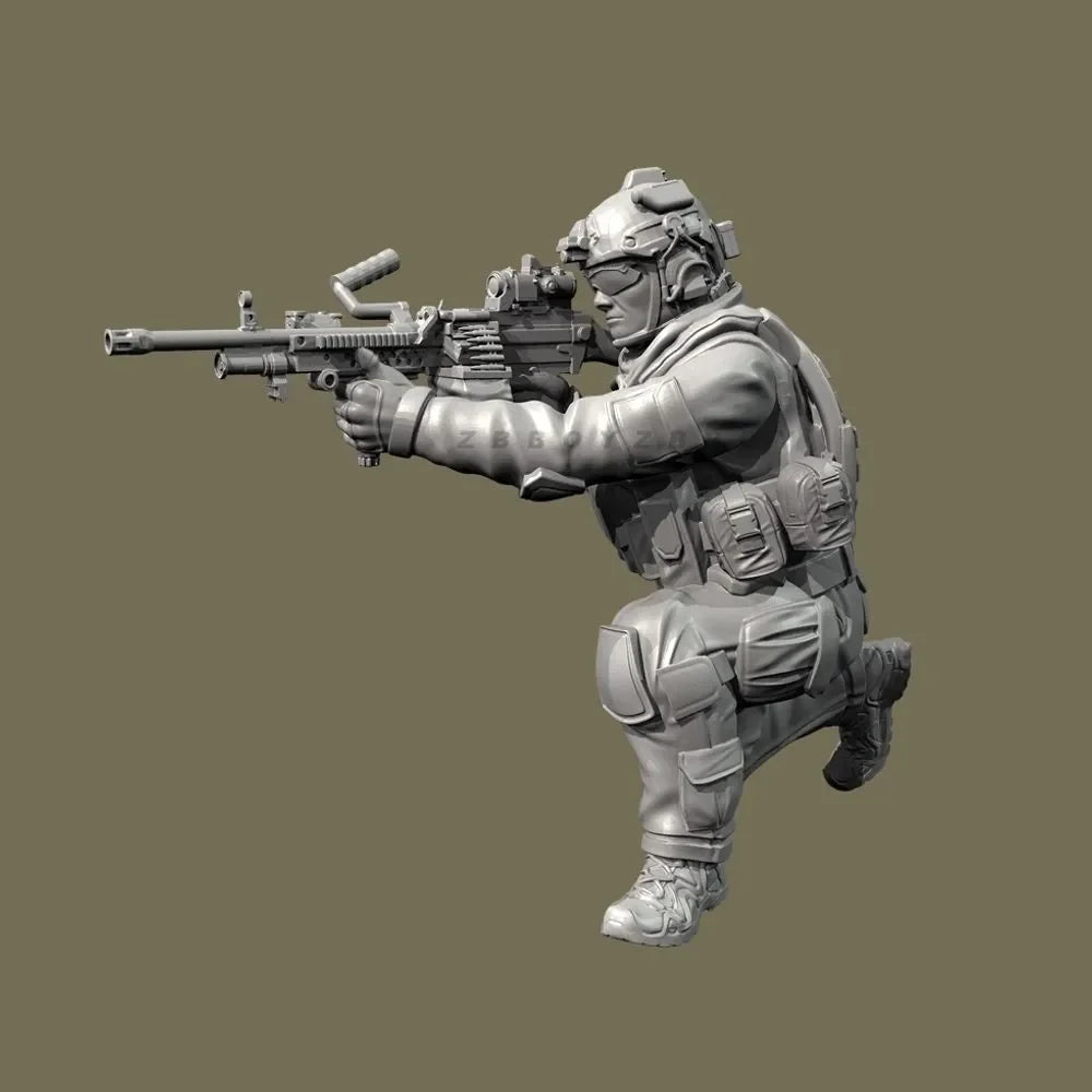 50mm Modern Tactical Combat Soldier, 5 Figures, Resin Model Figure Kit, Unassembled and Unpainted