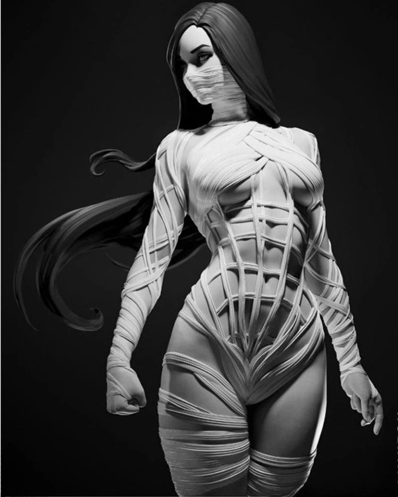 1/24 Female Warrior with Tactical Gear, Resin Model Figure Kit, Fantasy Theme, Unassembled and Unpainted