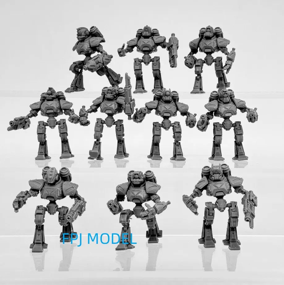 28mm Scavenger Mechanods, 12 Figures, Resin Model Figure Kit, Sci-Fi Theme, Unassembled and Unpainted