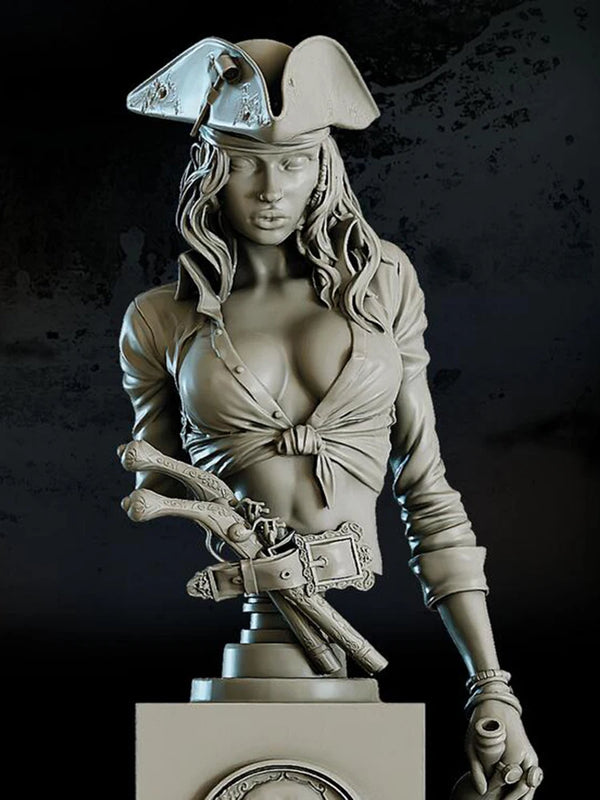 1/10 Napoleonic Pirate Warrior, Resin Model Bust Kit, Unassembled and Unpainted