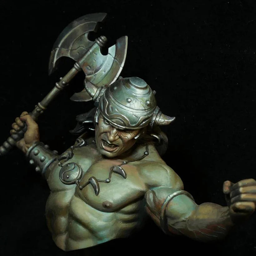 1/10 Horned Barbarian Warrior, Resin Model Bust Kit, Fantasy Theme, Unassembled and Unpainted