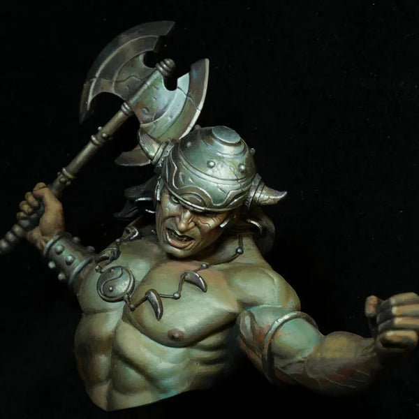 1/10 Horned Barbarian Warrior, Resin Model Bust Kit, Fantasy Theme, Unassembled and Unpainted