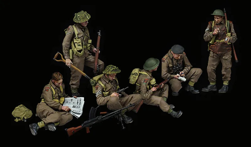 1/35 WWII Allied Squad, 6 Figures, Resin Model Figure Kit, Unassembled and Unpainted