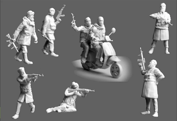 1/72 Modern Syria Opposition Fighters, 9 Figures, Resin Model Figure Kit, Unassembled and Unpainted