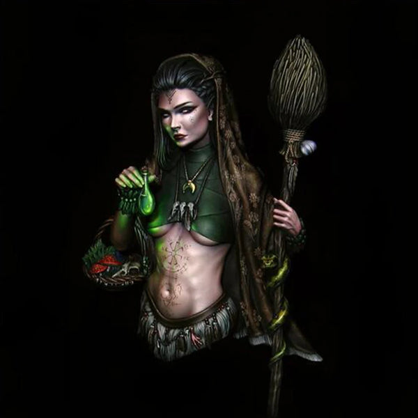 1/10 Female Sorceress, Resin Model Bust Kit, Fantasy Theme, Unassembled and Unpainted