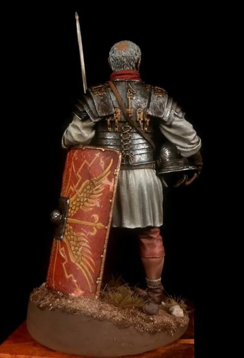 54mm Ancient Roman Officer in Segmented Armor with Spear, Resin Model Figure Kit, Unassembled and Unpainted