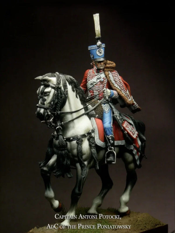 54mm Napoleonic Polish Cavalry Officer, Resin Model Figure Kit, Unassembled and Unpainted