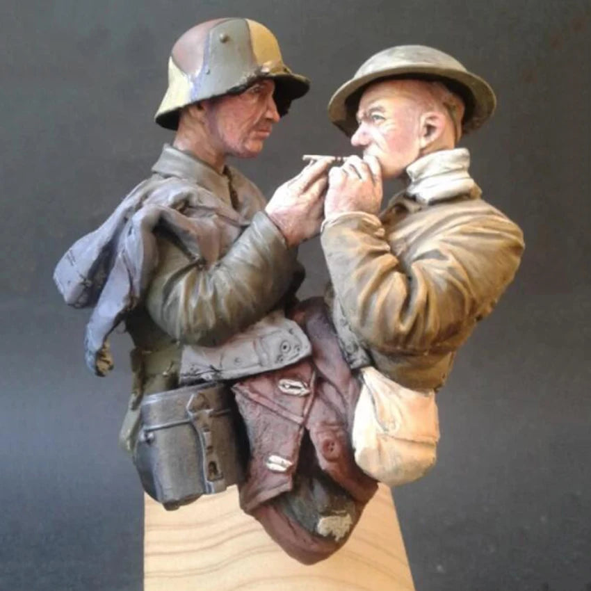 1/10 WWI British/Commonwealth Soldiers, 2 Figures, Resin Model Bust Kit, Unassembled and Unpainted