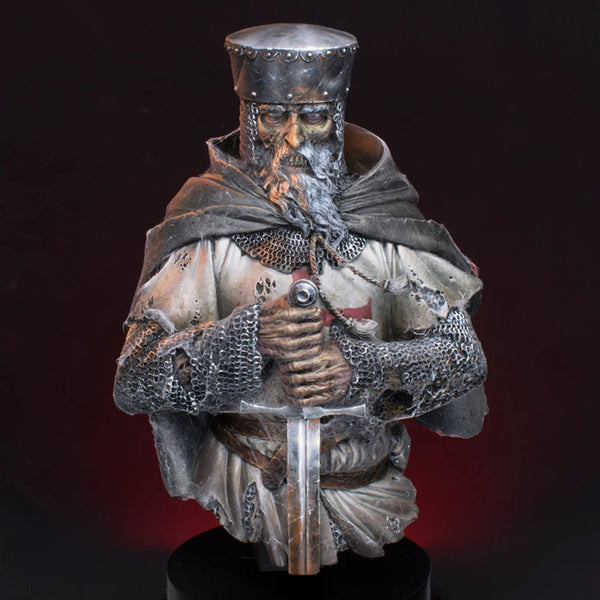1/12 Medieval Bearded Knight in Armor and Cloak, Resin Model Bust Kit, Unassembled and Unpainted