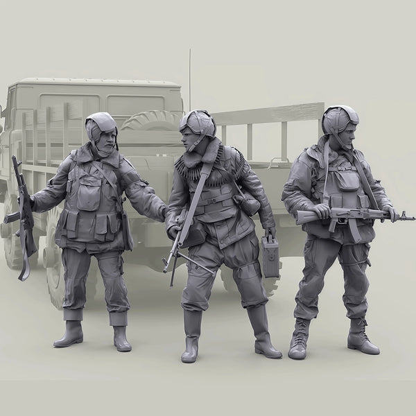 1/35 Modern Operators with Body Armor and Rifles, 3 Figures, Resin Model Figure Kit, Unassembled and Unpainted