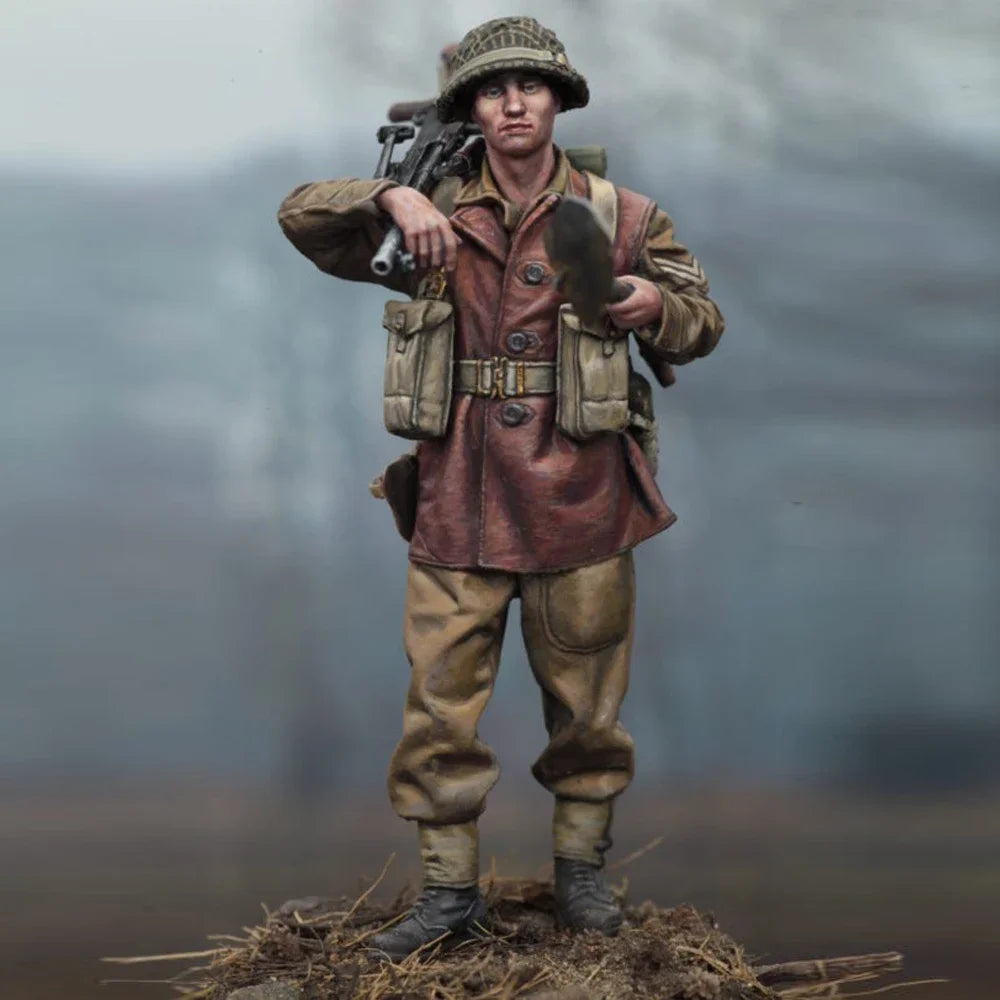 1/35 WWII Commonwealth BREN Gunner, Resin Model Figure Kit, Unassembled and Unpainted