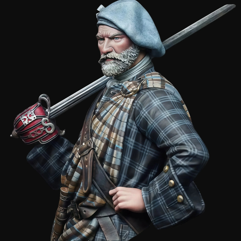 1/10 Napoleonic Scottish Highland Officer, Resin Model Bust Kit, Unassembled and Unpainted
