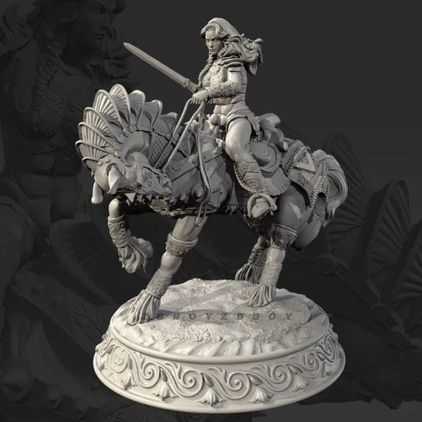 75mm Female Cavalry Warriors, 4 Figures, Resin Model Figure Kit, Fantasy Theme, Unassembled and Unpainted