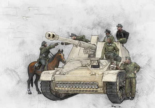 1/35 WWII German Infantry & Tank Crew, 8 Figures, Resin Model Figure Kit, Unassembled and Unpainted