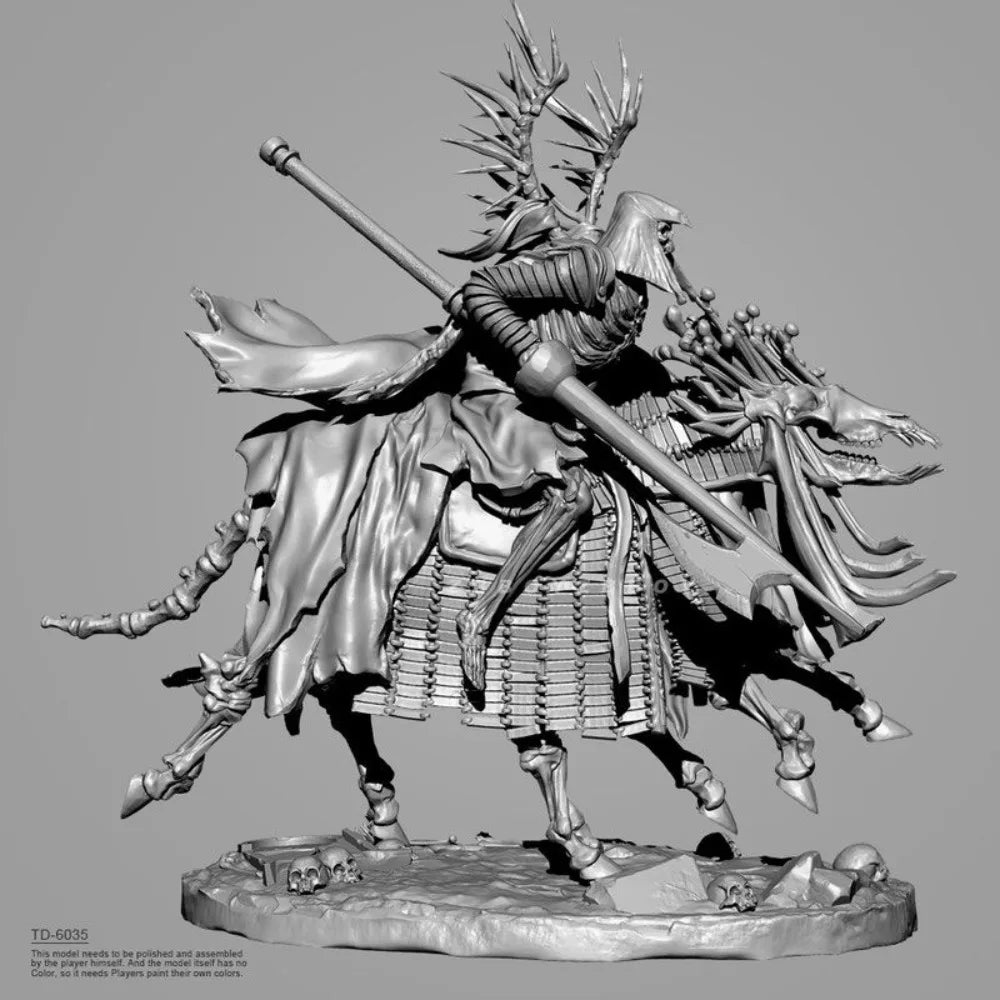 50mm Medieval Undead Knight & Warhorse, 2 Figures, Resin Model Figure Kit, Unassembled and Unpainted