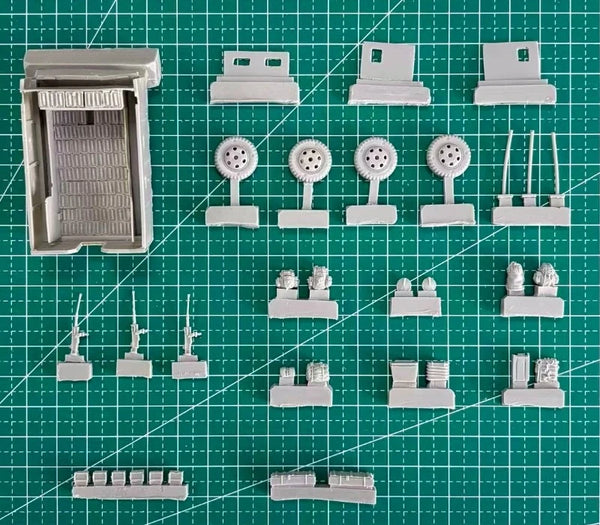 1/72 WWII German Gun Truck Conversion Set, Resin Model Vehicle Kit, Unassembled and Unpainted