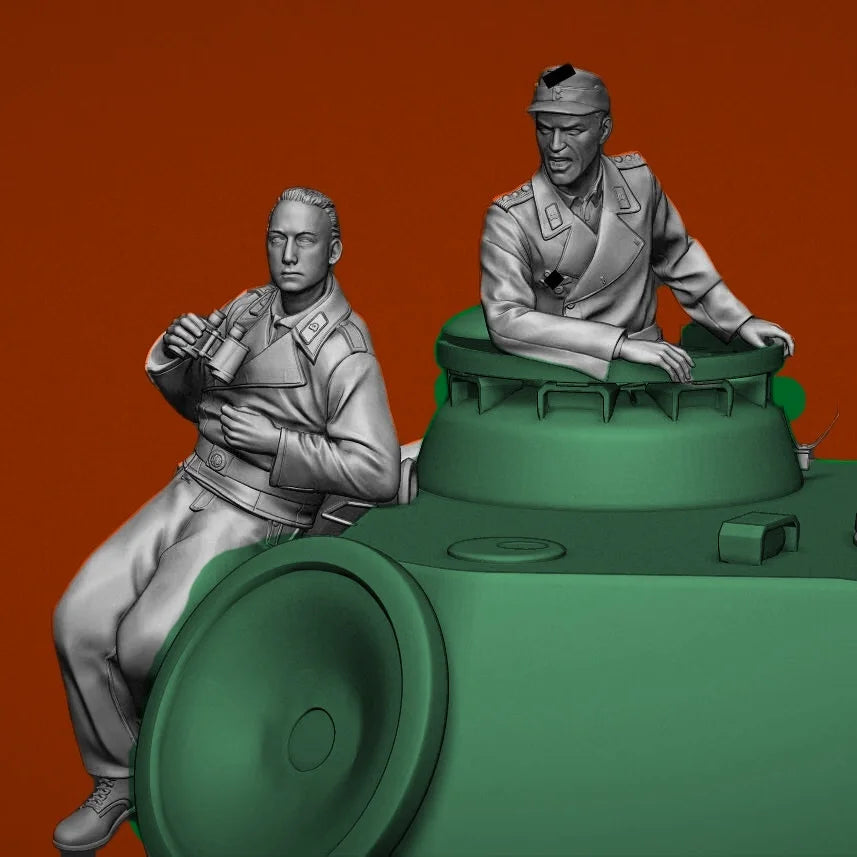 1/35 WWII German Officers at Artillery Sight, 2 Figures, Resin Model Figure Kit, Unassembled and Unpainted