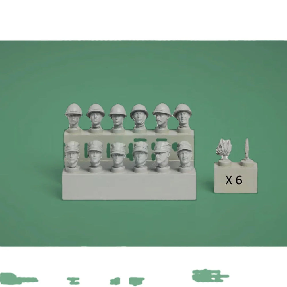 1/35 WWII German Infantry Helmet Heads, 10 Figures, Resin Model Figure Kit, Unassembled and Unpainted