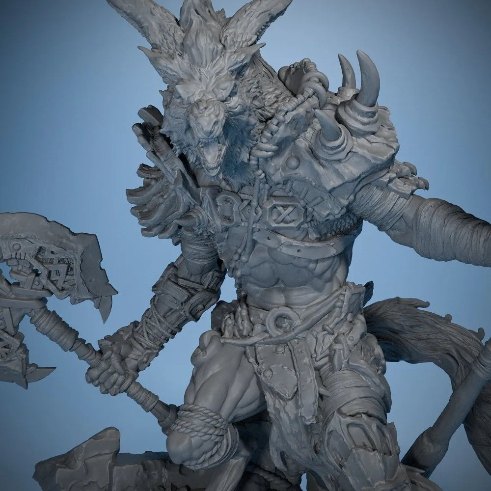 80mm Demon Warrior, Resin Model Figure Kit, Fantasy Theme, Unassembled and Unpainted