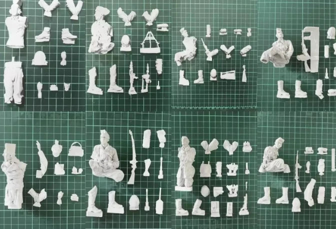1/16 WWII German Tank Crew Soldiers, 8 Figures, Resin Model Figure Kit, Unassembled and Unpainted