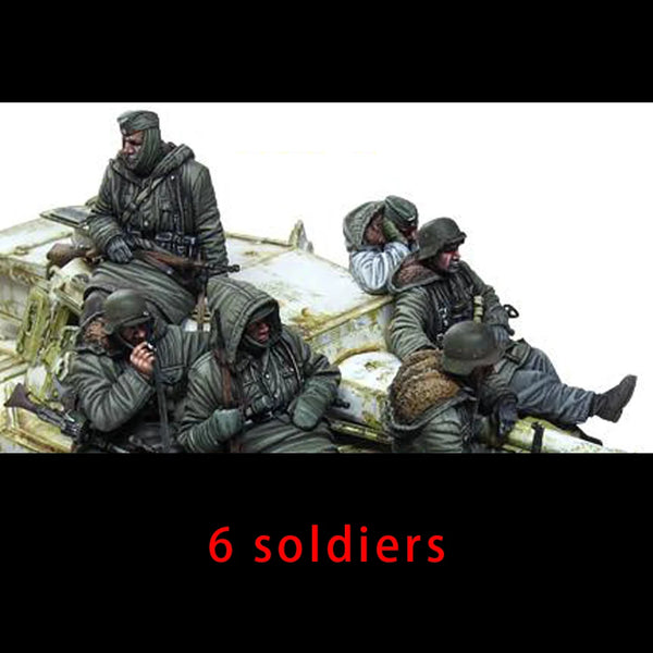 1/35 WWII Tank Crew, 6 Figures, Resin Model Figure Kit, Unassembled and Unpainted