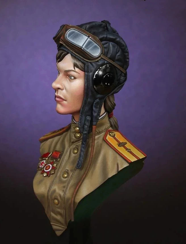 1/10 Female Pilot, Resin Model Bust Kit, Sci-Fi Theme, Unassembled and Unpainted