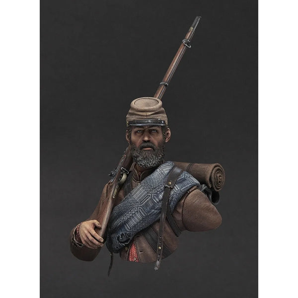 1/10 American Civil War Confederate Infantry, Resin Model Bust Kit, Unassembled and Unpainted