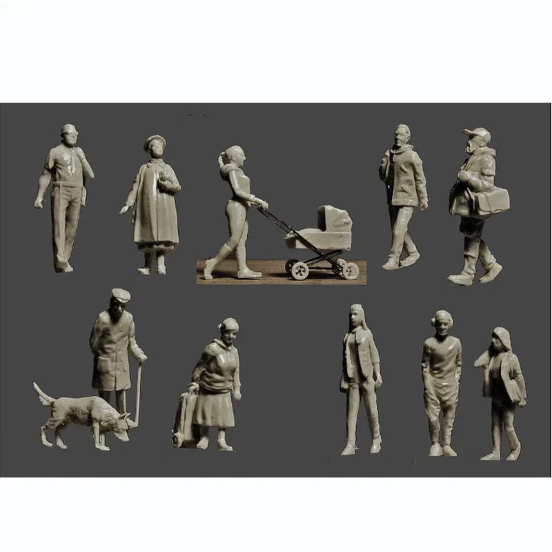 1/72 Modern European Townspeople, 25 Figures, Resin Model Figure Kit, Unassembled and Unpainted