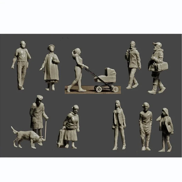 1/72 Modern European Townspeople, 25 Figures, Resin Model Figure Kit, Unassembled and Unpainted