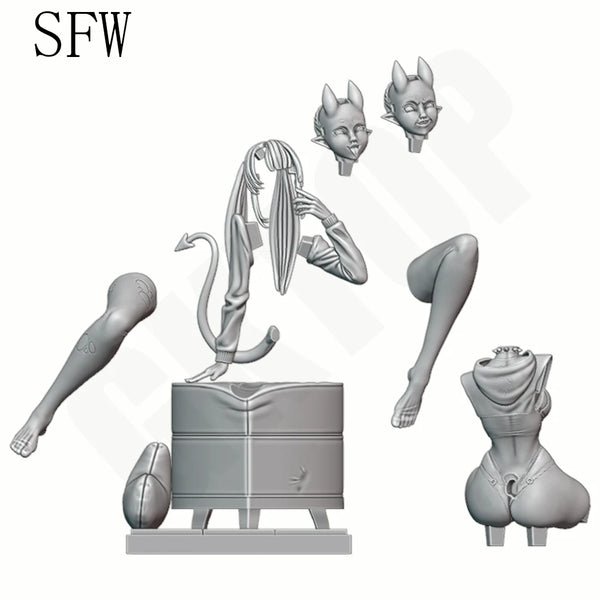 1/24 Horned Demon Pinup, Resin Model Figure Kit, Fantasy Theme, Unassembled and Unpainted
