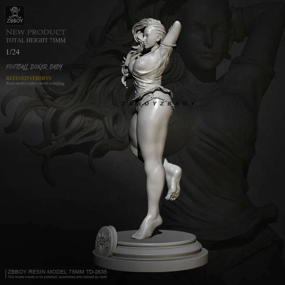 1/24 Horned Warrior in Lounging Pose, Resin Model Figure Kit, Unassembled and Unpainted