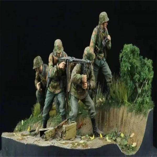 1/35 Modern Infantry Team with Machine Gunner, 4 Figures, Resin Model Figure Kit, Unassembled and Unpainted
