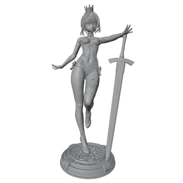 75mm Female Warrior with Sword, Resin Model Figure Kit, Anime Theme, Unassembled and Unpainted