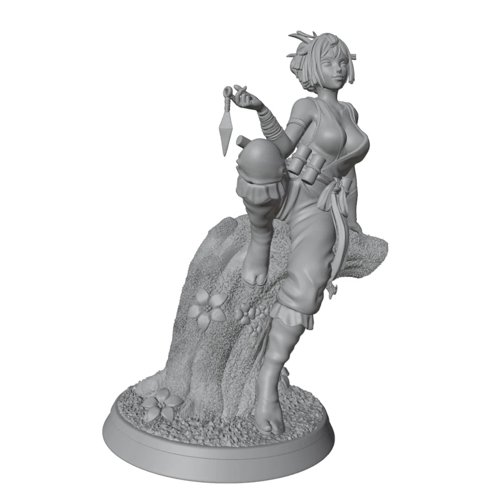 1/24 Fantasy Female Horned Character, Resin Model Figure Kit, Anime Theme, Unassembled and Unpainted