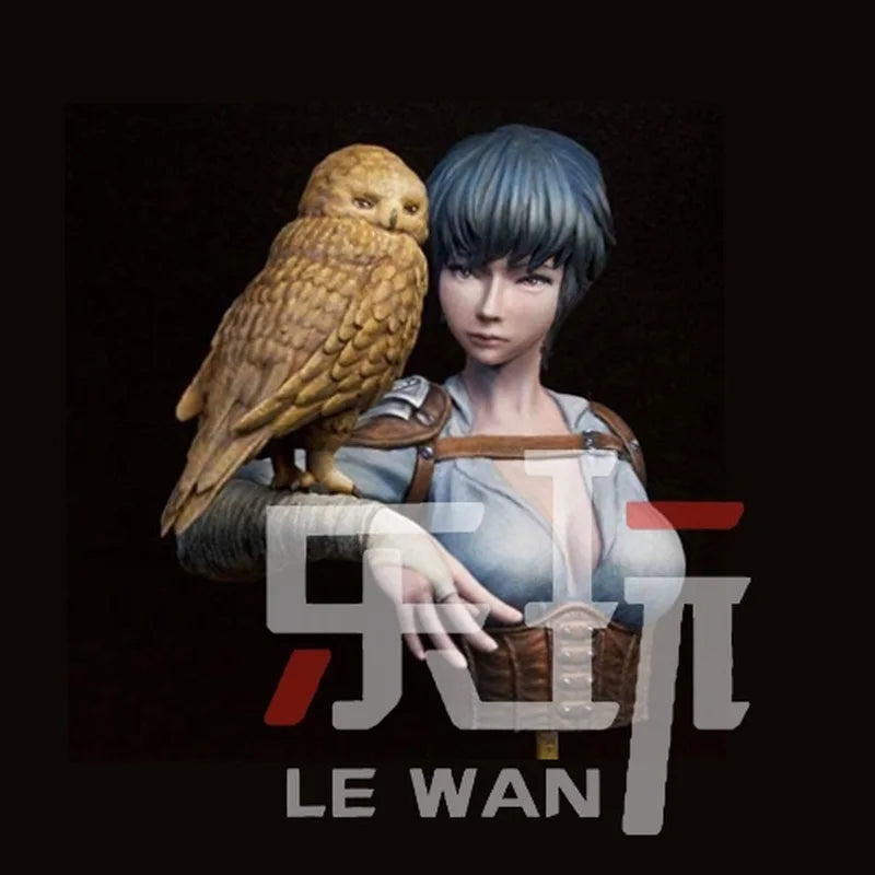 Girl with Owl, Resin Model Figure Kit, Anime Theme, Unassembled and Unpainted
