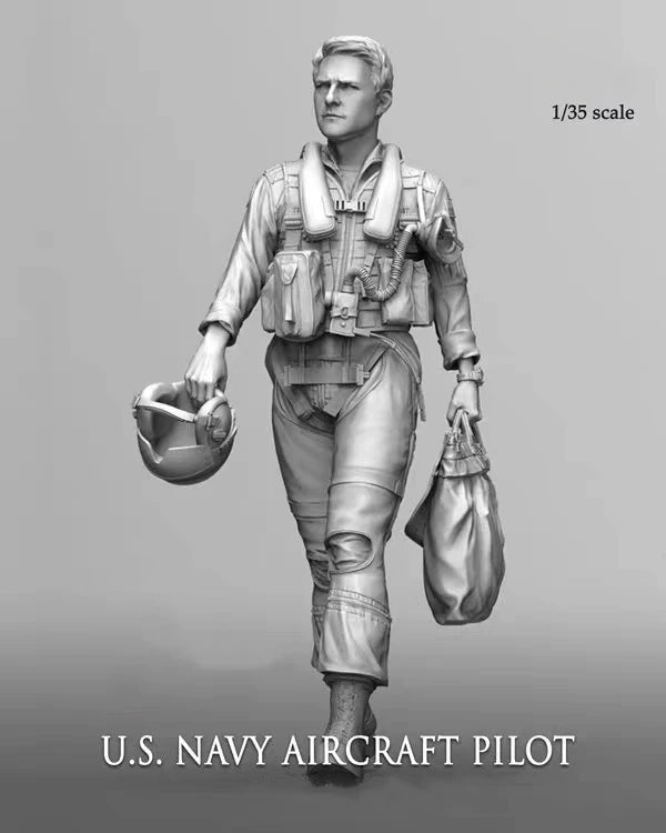 1/16 WWII U.S. Navy Pilot, Resin Model Figure Kit, Unassembled and Unpainted