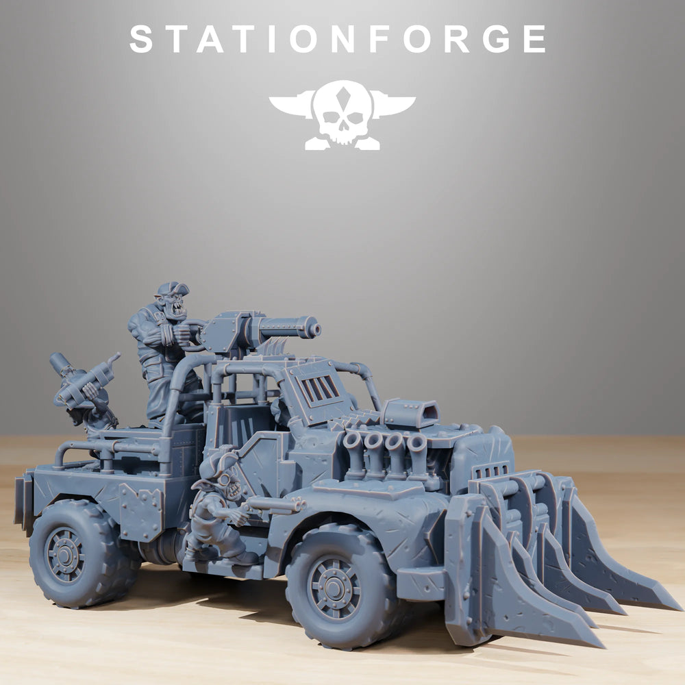 28mm Ork Speedsters, 6 Figures, Resin Model Vehicle Kit, Sci-Fi Theme, Unassembled and Unpainted