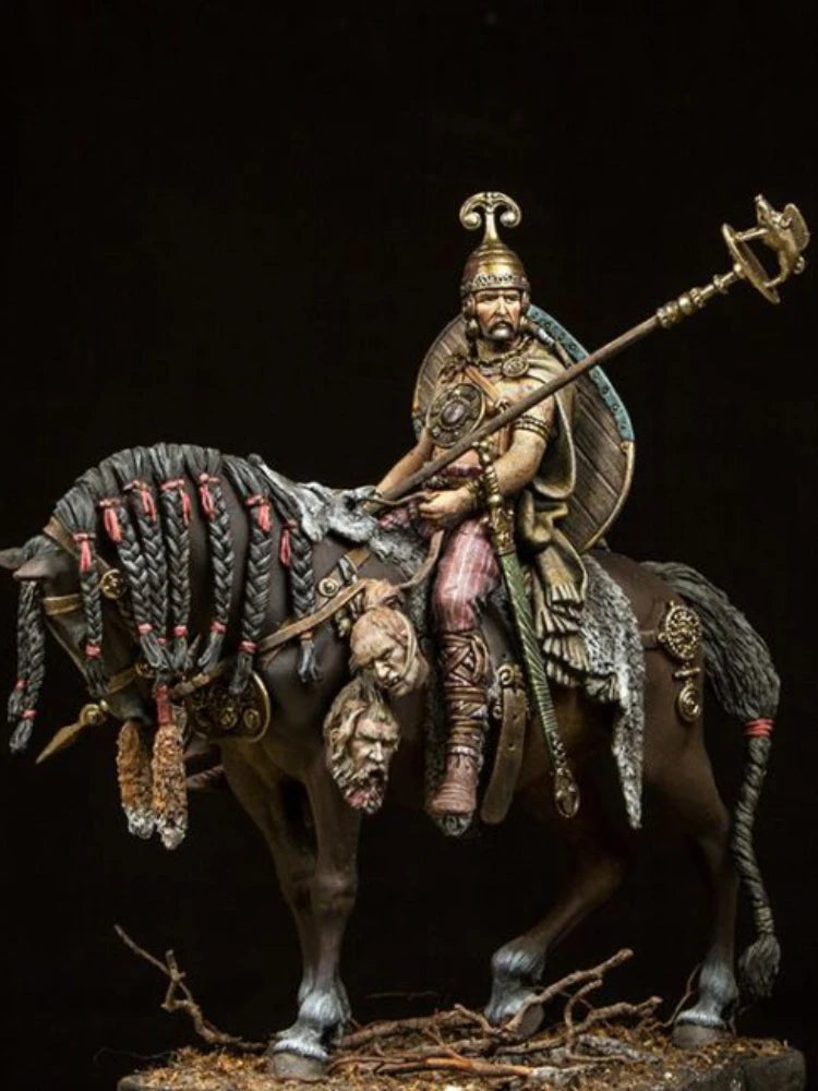 75mm Ancient Celtic Mounted Warrior, Resin Model Figure Kit, Unassembled and Unpainted