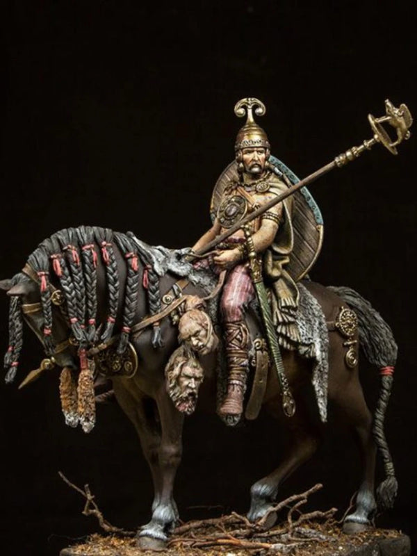 75mm Ancient Celtic Mounted Warrior, Resin Model Figure Kit, Unassembled and Unpainted